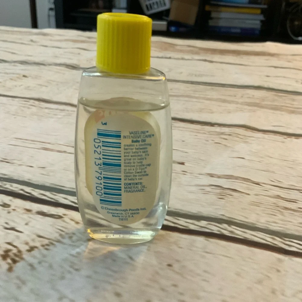 Vintage 1980s Vaseline Intensive Care Baby Oil 1oz Bottle Almost Full Movie Prop